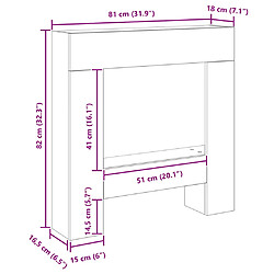 vidaXL Cadre de cheminée chêne noir 81x18x82 cm bois d'ingénierie pas cher