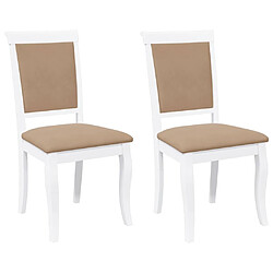 vidaXL Chaises à manger coussins 2 pcs blanc bois massif caoutchouc