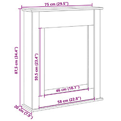 vidaXL Cadre de cheminée chêne artisanal 75x20x87,5 cm bois ingénierie pas cher