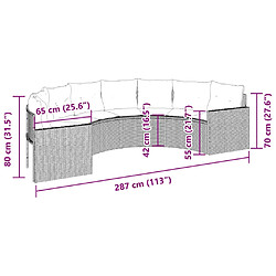 VidaXL Canapé de jardin demi-rond - Noir résine tressée pas cher