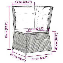 vidaXL Canapé d'Angle de Jardin avec Coussins - Gris Rotin pas cher