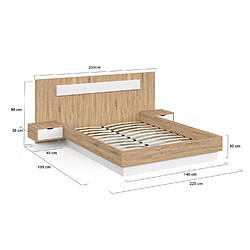 Idmarket Lit double SANTA 140 x 190 cm pas cher