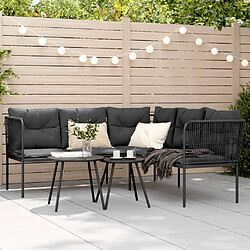 vidaXL Canapé de jardin en L Noir