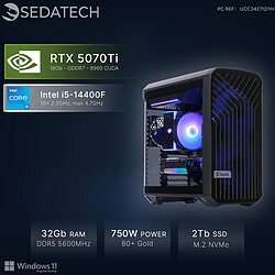 Sedatech Workstation, Intel i5-14400F, RTX5070Ti, 32Go DDR5, 2To SSD, Win 11