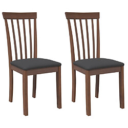 vidaXL Chaises à manger coussins 2 pcs marron bois massif caoutchouc