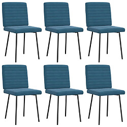 Vidaxl Chaises à manger - Lot de 6 - Bleu Velours