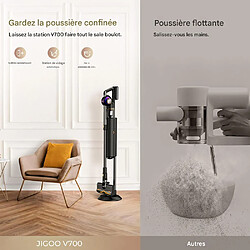 JIGOO V700 Aspirateur sans fil avec station d'aspiration de 2,5 L-33000Pa- 55 minutes d'autonomie