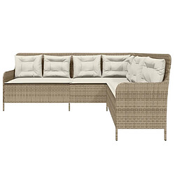 Acheter vidaXL Canapé de Jardin 5 Places en L - Beige Rotin