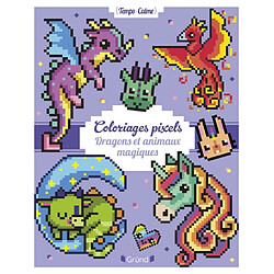 Coloriages pixels : Dragons et animaux magiques