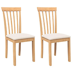 vidaXL Chaises à manger coussins 2 pcs naturel bois massif caoutchouc