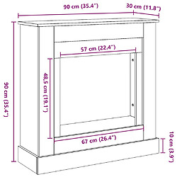 vidaXL Cadre de cheminée chêne artisanal 90x30x90 cm bois ingénierie pas cher