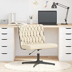 vidaXL Chaise Pivotante de Bureau - Crème Tissu