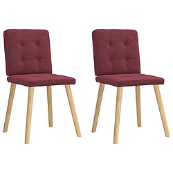Vidaxl Chaises à Manger - Lot de 2 - Rouge Bordeaux Tissu