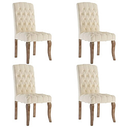 vidaXL Chaises à manger lot de 4 beige tissu à l'aspect de lin