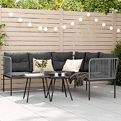 VidaXL Canapé de jardin L - Noir acier et textilène
