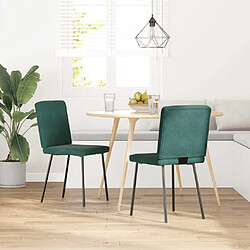Vidaxl Chaises à Manger Lot de 2 - Vert Foncé Velours