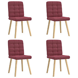 vidaXL Chaises à manger lot de 4 rouge bordeaux tissu