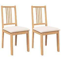 vidaXL Chaises à manger coussins 2 pcs naturel bois massif caoutchouc