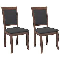 vidaXL Chaises à manger coussins 2 pcs marron bois massif caoutchouc