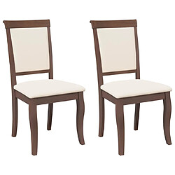 vidaXL Chaises à manger coussins 2 pcs marron bois massif caoutchouc