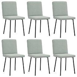 Vidaxl Chaises à Manger - Lot de 6 - Gris Clair Velours