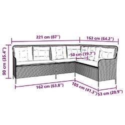 vidaXL Canapé de Jardin 5 Places en L - Beige Rotin pas cher