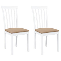 vidaXL Chaises à manger coussins 2 pcs blanc bois massif caoutchouc