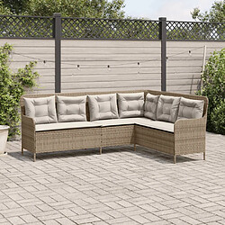Avis vidaXL Canapé de Jardin 5 Places en L - Beige Rotin