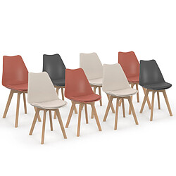 Idmarket Chaises SARA - Lot de 8 Mix Terracotta
