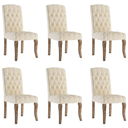 vidaXL Chaises à manger lot de 6 beige tissu à l'aspect de lin