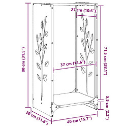 vidaXL Étagère à bois 40x30x80 cm acier résistant aux intempéries pas cher