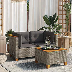 vidaXL Canapés d'angle de jardin et coussins 2 pcs gris résine tressée