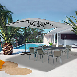 Idmarket market Parasol Déporté Rotatif CALVI Gris Clair 3x4 m