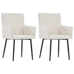 vidaXL Chaises à manger et accoudoirs lot de 2 crème tissu