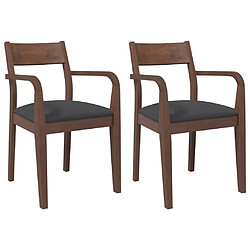 vidaXL Chaises à manger coussins 2 pcs marron bois massif caoutchouc