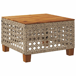 vidaXL Table de jardin beige 55x55x36 cm résine tressée et bois acacia