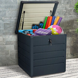Acheter Idmarket Coffre de rangement métal verrouillable gris anthracite pour jardin 200L 68x62,5x63 cm