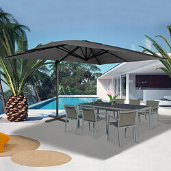 Idmarket Parasol déporté inclinable rotatif 360 CALVI gris 3x4 M avec