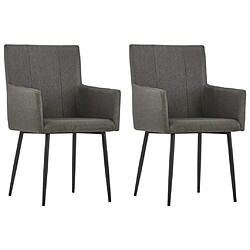 vidaXL Chaises à manger et accoudoirs lot de 2 taupe tissu