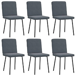 Vidaxl Chaises à Manger Lot de 6 - Gris Foncé Velours