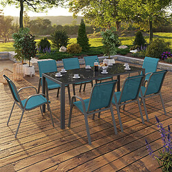 Idmarket Salon de jardin MADRID bleu canard