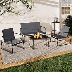 Idmarket Salon de jardin bas MALAGA - Gris anthracite