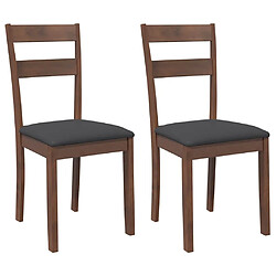 vidaXL Chaises à manger coussins 2 pcs marron bois massif caoutchouc