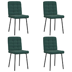 vidaXL Chaises à manger lot de 4 Vert foncé Velours