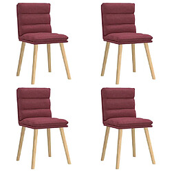 vidaXL Chaises à manger lot de 4 rouge bordeaux tissu