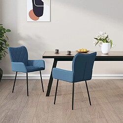 VidaXL Chaises à Manger - Lot de 2 - Bleu Tissu