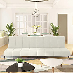 Vidaxl Canapé-lit à 2 places - Crème Canapé-lit 2 en 1 - Velours - Structure en bois - Convertible en lit - Dossiers ajustables