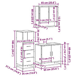 vidaXL Ensemble de meubles de salle de bain 3 pcs Chêne fumé pas cher