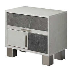 Dansmamaison Table de chevet 2 tiroirs Marbre gris - FEDANE