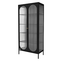 ML-Design Vitrine de salon 80x175x40 cm, noir, avec 5 compartiments de rangement/étagères et 2 portes